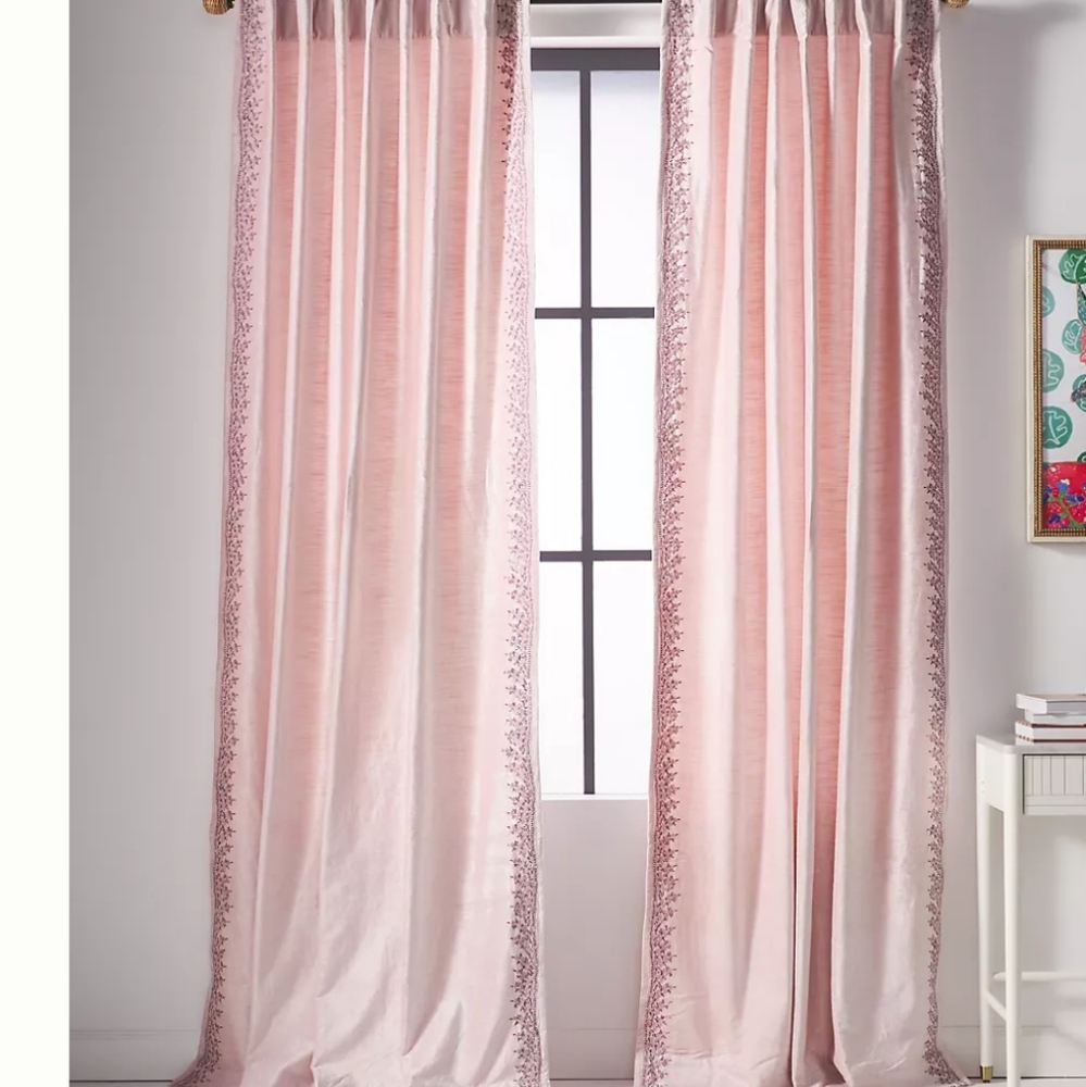Anthropologie Embroidered Tobias Velvet Curtain